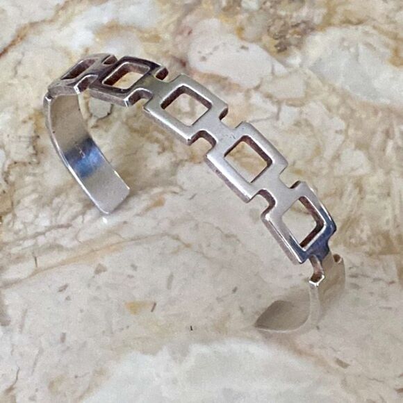 Vintage 925 Sterling Silver Cuff Bracelet Unisex - Picture 3 of 12